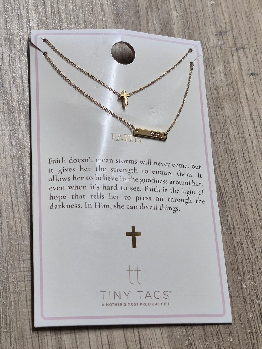 Target Beautiful 2 Piece 14K Gold Necklace Set 16" +2" Cross & "Faith" Bar s28